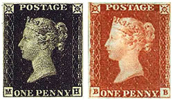 Penny Black & Penny Red Stamp